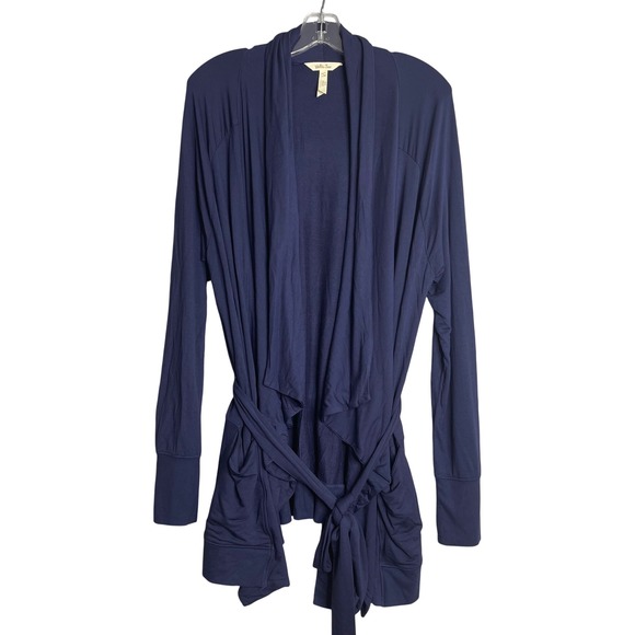 Matilda Jane Sweaters - Matilda Jane Thats A Wrap Jacket‎ Cardigan Womens L Navy Blue Open Front Pockets